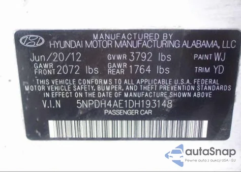 2013 Hyundai Elantra Gls/Limited from USA, damaged, VIN 5NPDH4AE1DH193148